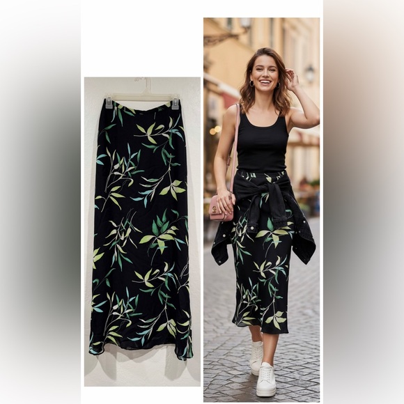 Love Moschino Black Floral Print Maxi Skirt size 12